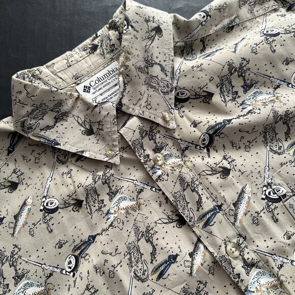 Columbia Other - Columbia Men's XXL River Lodge Camo Fish Print Short Sleeve Button Shirt